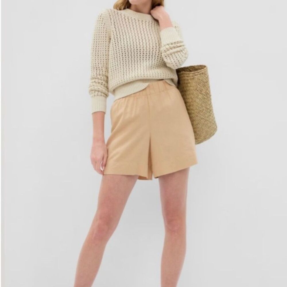 Gap | Linen Blend High Rise Kakhi Shorts Size XL Elastic Waist with Pockets